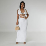 Women's lace sleeveless strapless backless skirt set