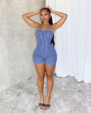 Open back lace up knitted jumpsuit