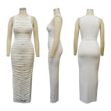 Women's sleeveless lace patchwork skirt set