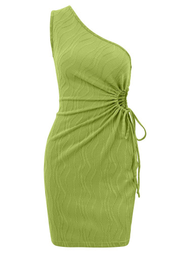 Solid color waist cut hollow sleeveless dress short skirt
