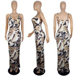 Suspended snow leopard print dress