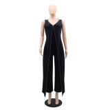 V-neck sleeveless jumpsuit