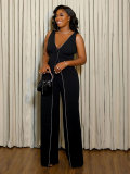 V-neck sleeveless jumpsuit
