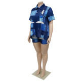 Large positioning printed short sleeved 2-piece set