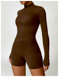 Tight fitting long sleeved yoga suit jacket top