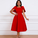 Large swing formal dress, cape dress