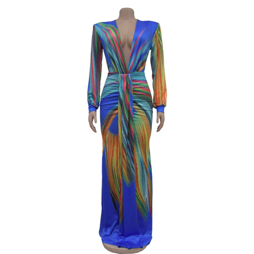 Women's pleated color patchwork dress