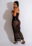 Solid color handmade knitted neck hanging beach skirt