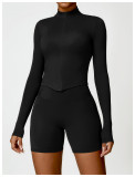 Tight fitting long sleeved yoga suit jacket top