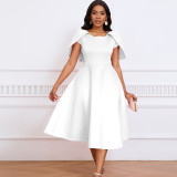 Large swing formal dress, cape dress