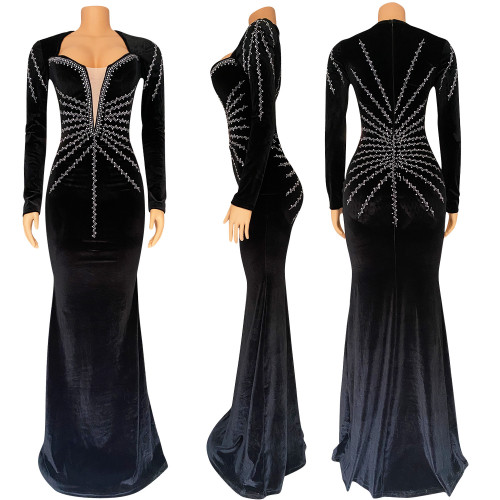 Long sleeved fishtail dress