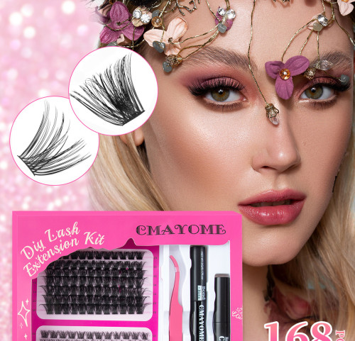 168 clusters of large capacity hot melt D-curled curly eyelash cover box