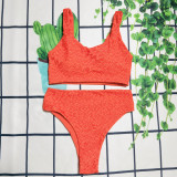 Solid color letter printed split women's swimwear