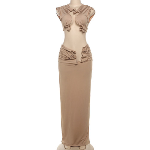 Naked Hollow Split Slim Fit Long Skirt Set
