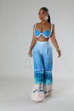 Slim fit positioning printed pants two-piece set
