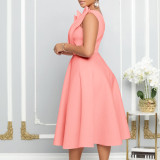 Slant neckline pleated high waisted formal dress