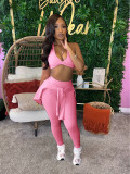 Tight fitting sports and leisure three piece set