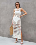 Hollow Knitted Hoodie Holiday Long Dress