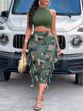 Camouflage two-piece skirt set