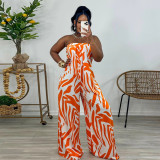 Women's printed sleeveless wide leg jumpsuit