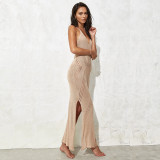 Strap knit bikini long dress beach dress