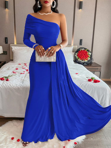Slanted Shoulder Dress Evening Dress