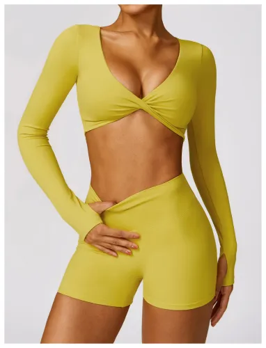 Long sleeved shorts tight sports suit