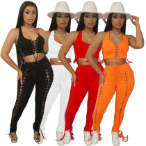 Sleeveless Strap Pants Set