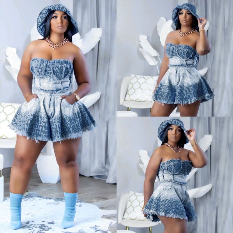Cowboy plus size women's two-piece set