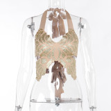 Butterfly foam printed camisole vest