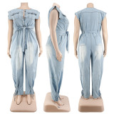 Cowboy short sleeved laundry jumpsuit pants