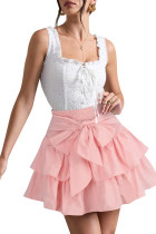Folded midi skirt bow cake skirt