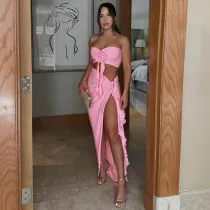 Skincare fold slit lace up set