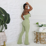 Irregular strapless high waisted pants set