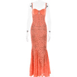 Lace backless camisole dress