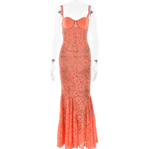 Lace backless camisole dress