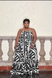 Loose strap printed plus size dress