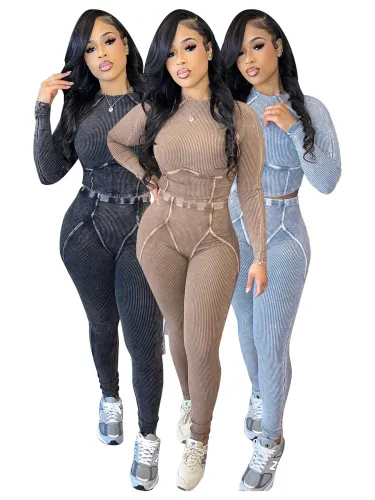 Cotton thread washed and worn tight fitting set