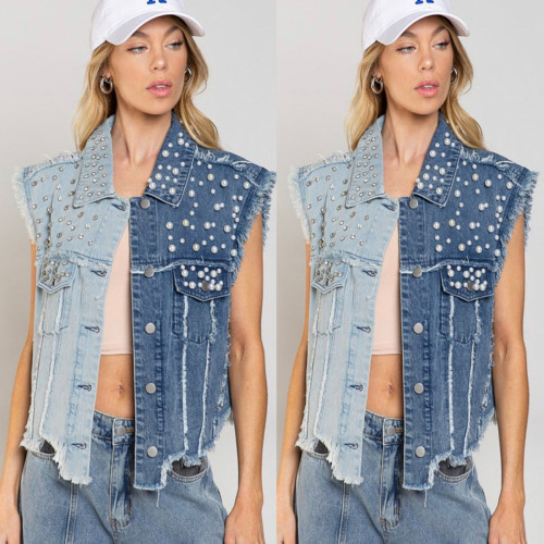 Cowboy patchwork nail bead loose women's short style