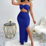 Strapless hollow dress