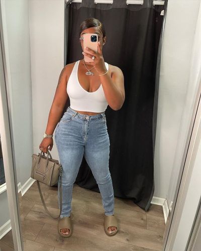 Hollow waist sexy stretch jeans