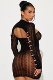Fun hollow perspective mesh high stretch dress