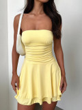 Solid color strapless tight dress