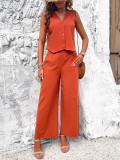 Temperament Solid Color Tank Top Set