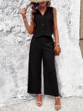Temperament Solid Color Tank Top Set