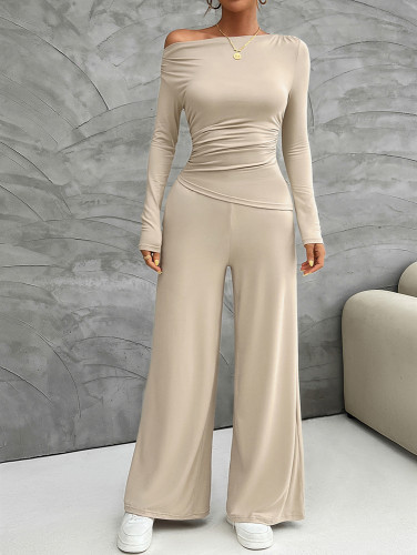 Long sleeved shirt, wide leg pants set