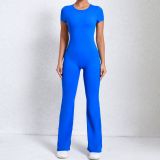 Large backless short sleeved yoga jumpsuit