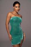 Strapless velvet dress mini skirt