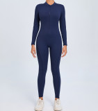 Zipper long sleeved yoga jumpsuit