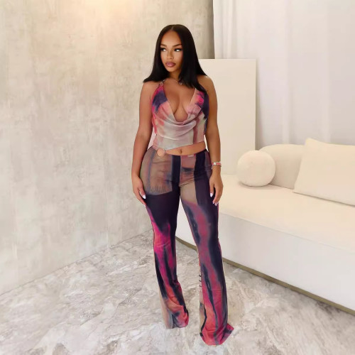 Mesh printed jumpsuit
